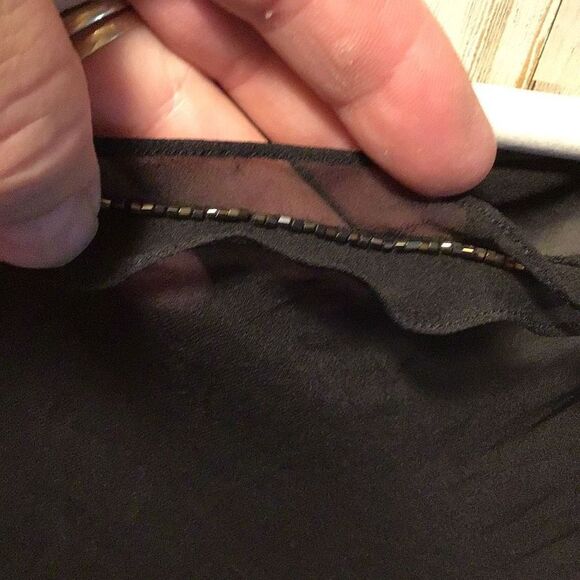 Gown sheer black with gold trim and flower at the bottom by Exyla size 4 new wit - Picture 4 of 7